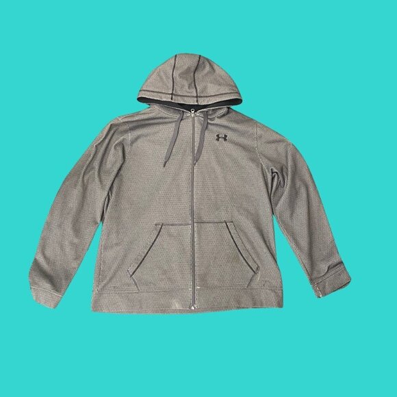🔥 Under Armour XL Zip-Up Hoodie – Textured Grey Performance Fit - Picture 3 of 8
